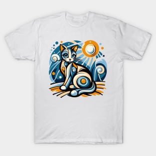 Pop art cat illustration. cubism cat illustration T-Shirt